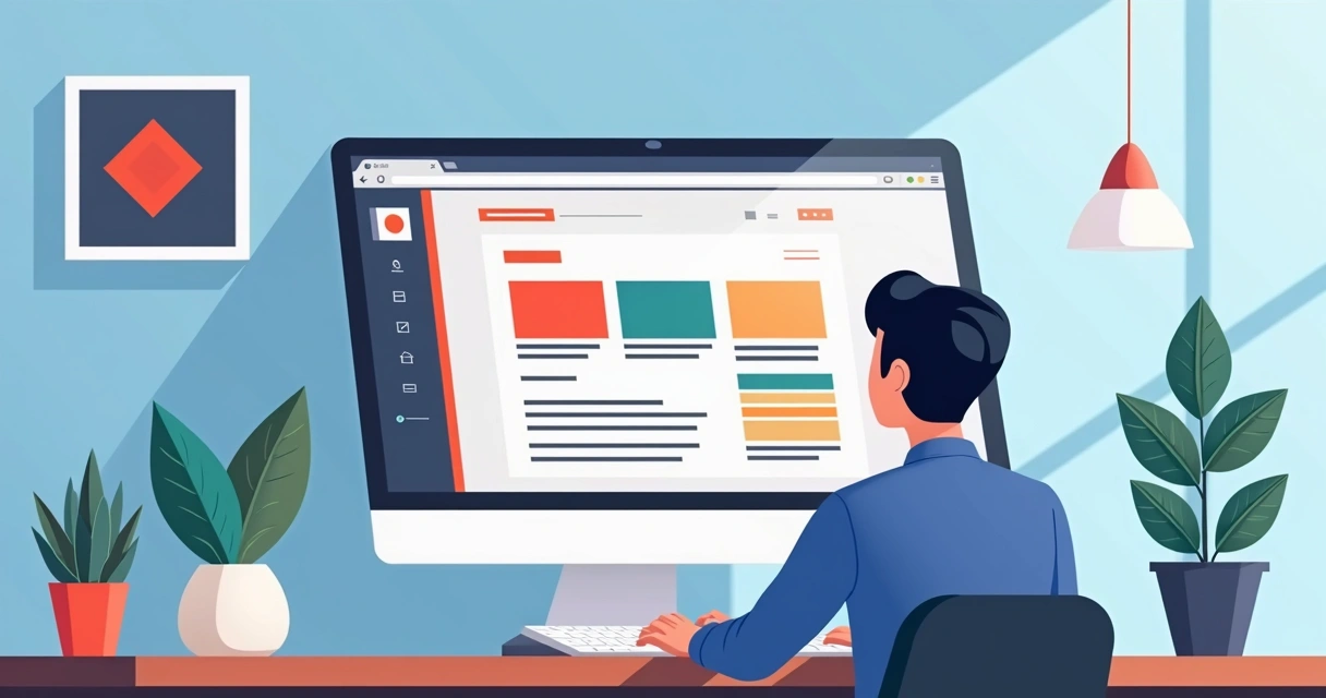 Webdesigner personalizando layout de template no computador 