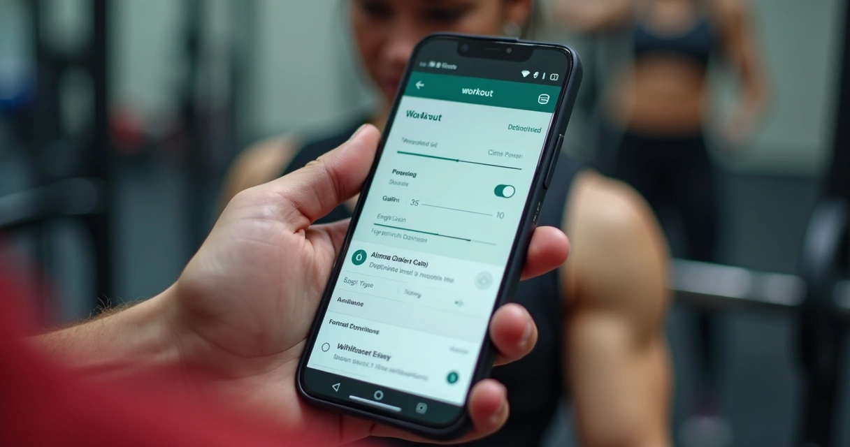 Tela de app mostrando personalização de treino de musculação
