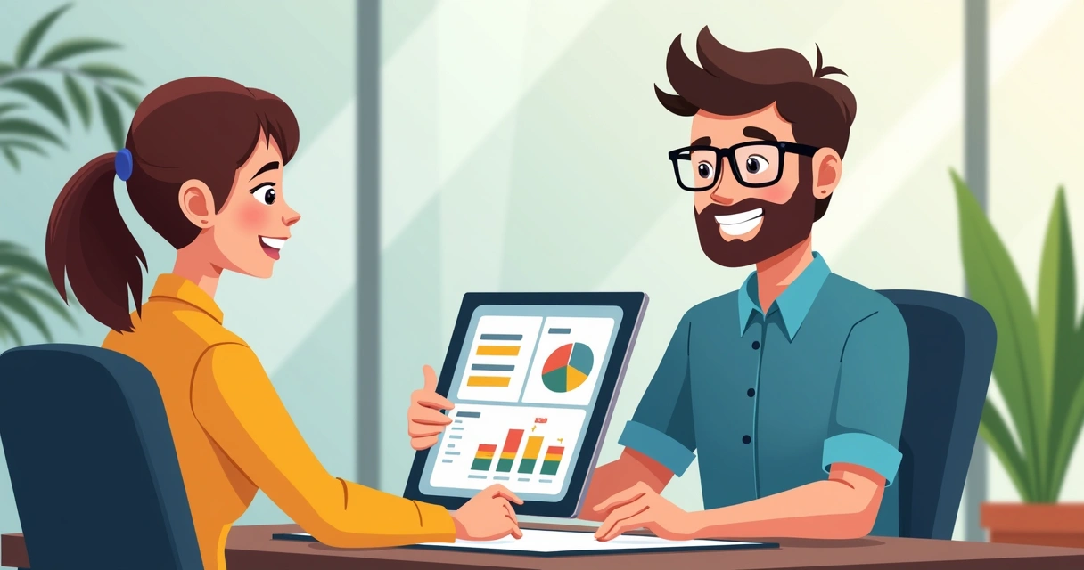 Vendedor mostrando tela personalizada com dados de cliente B2B 