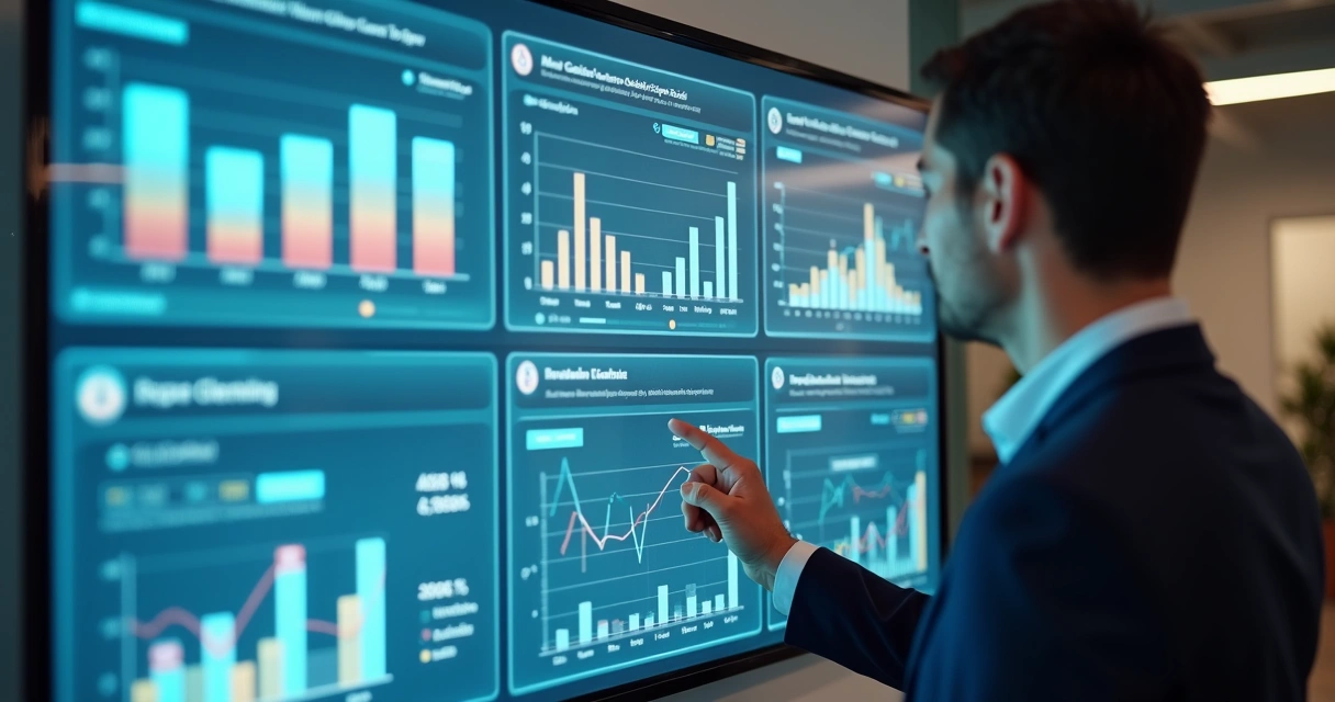 Painel digital exibindo métricas personalizadas para clientes de agência 