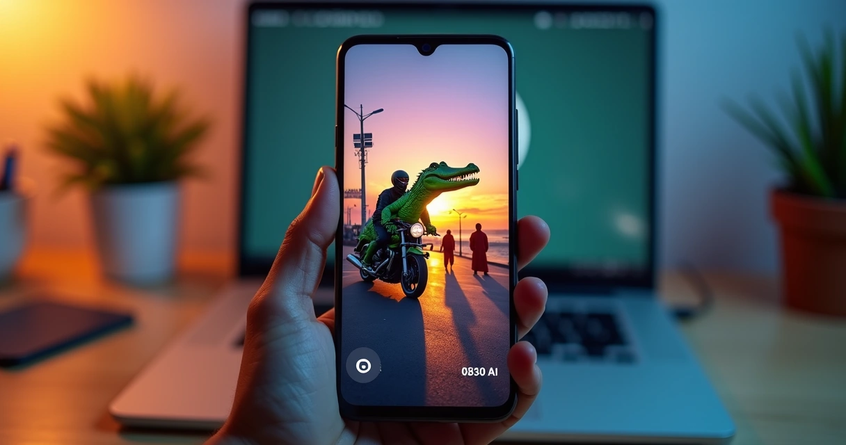 Tela de smartphone mostrando fundo de conversa do WhatsApp criado com IA 