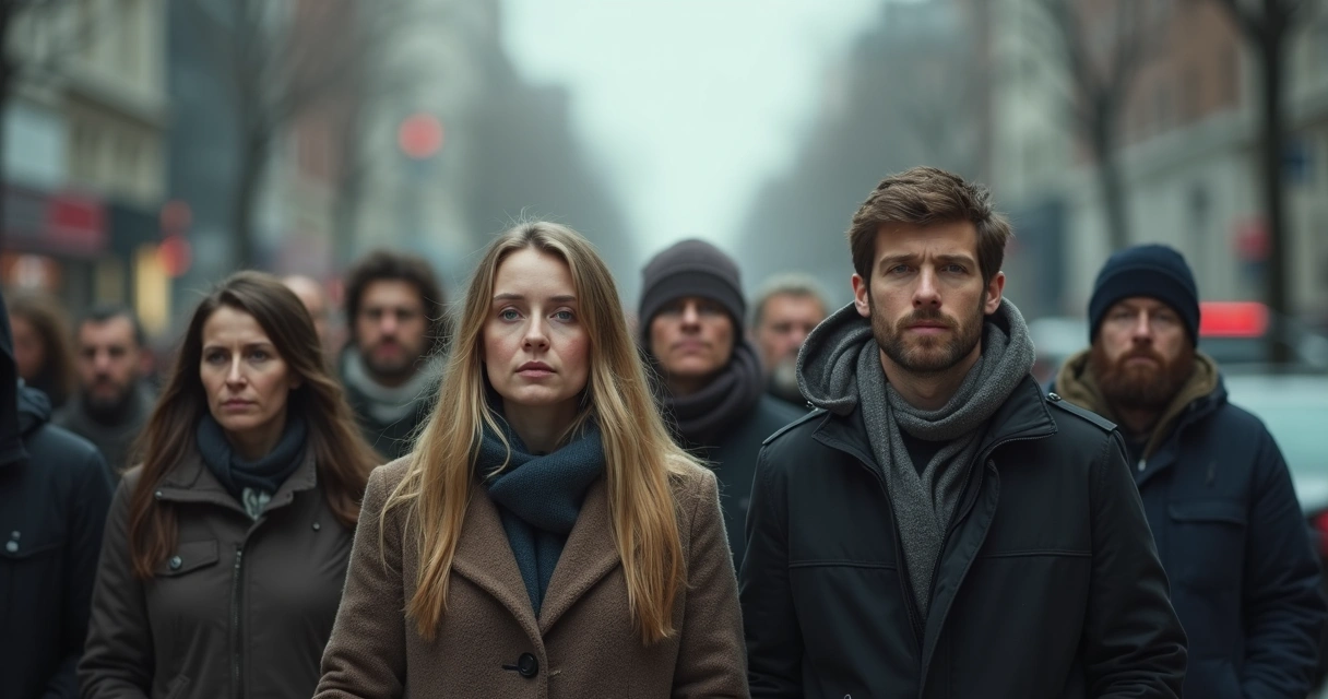 Grupo de personas caminando juntas por una ciudad.