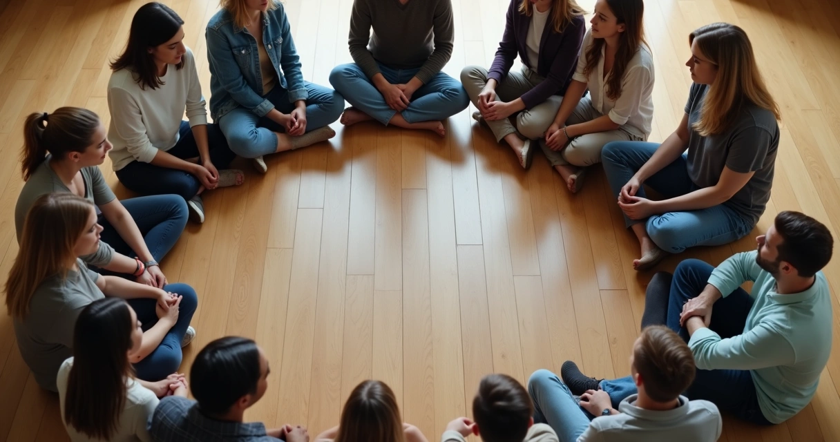 Personas reunidas en círculo dejando a una persona fuera