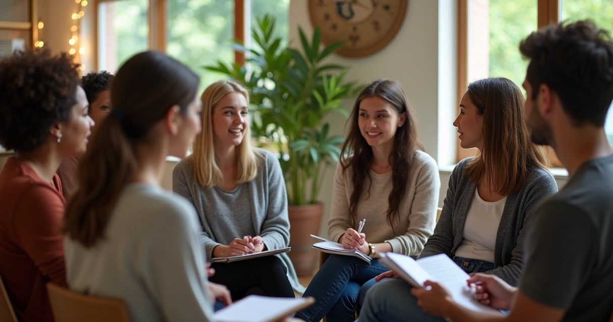 Personas sentadas en círculo dialogando con apertura y sinceridad. 