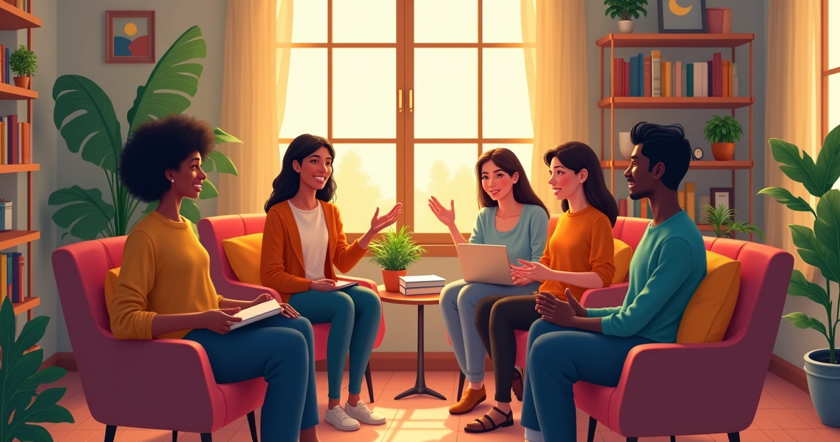Grupo de personas conversando sobre decisiones personales