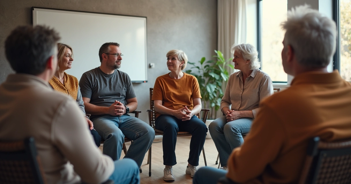 Personas sentadas dialogando y colaborando en círculo