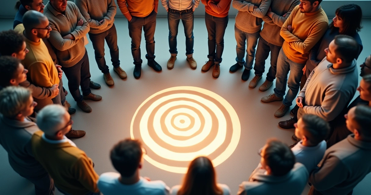 Personas formando un grupo, mirando hacia un objetivo común