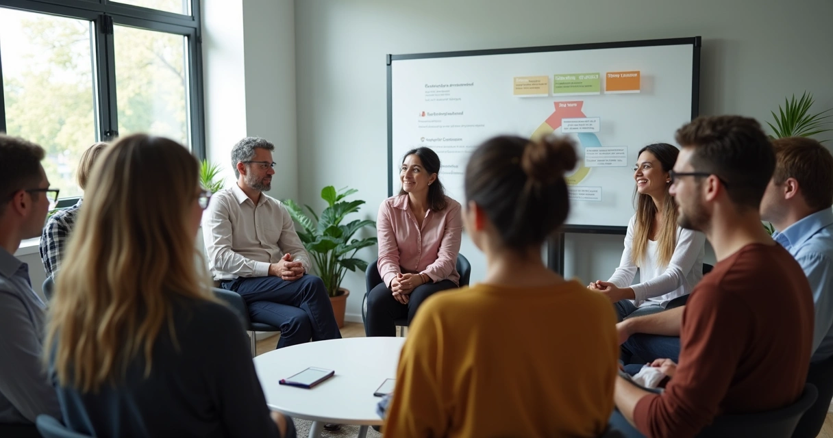 Grupo de personas reflexionando sobre su proceso de crecimiento humano 