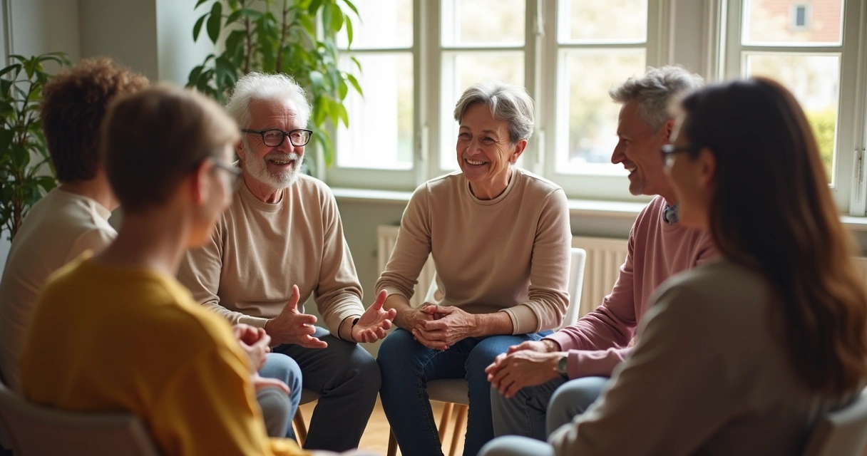 Grupo de pessoas trocando ideias em roda de conversa diversa 