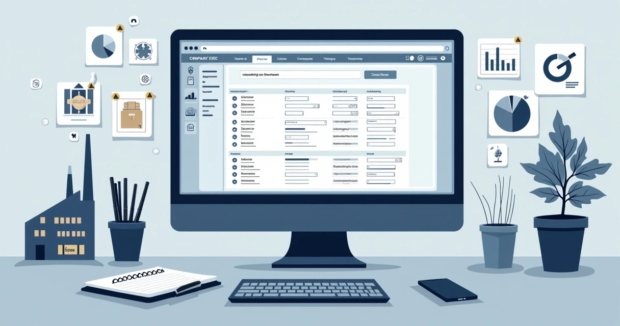 Tela de pesquisa empresarial com filtros avançados para setor industrial