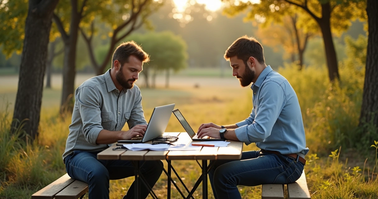 Trabalho de pesquisa de campo com notebook e tablet