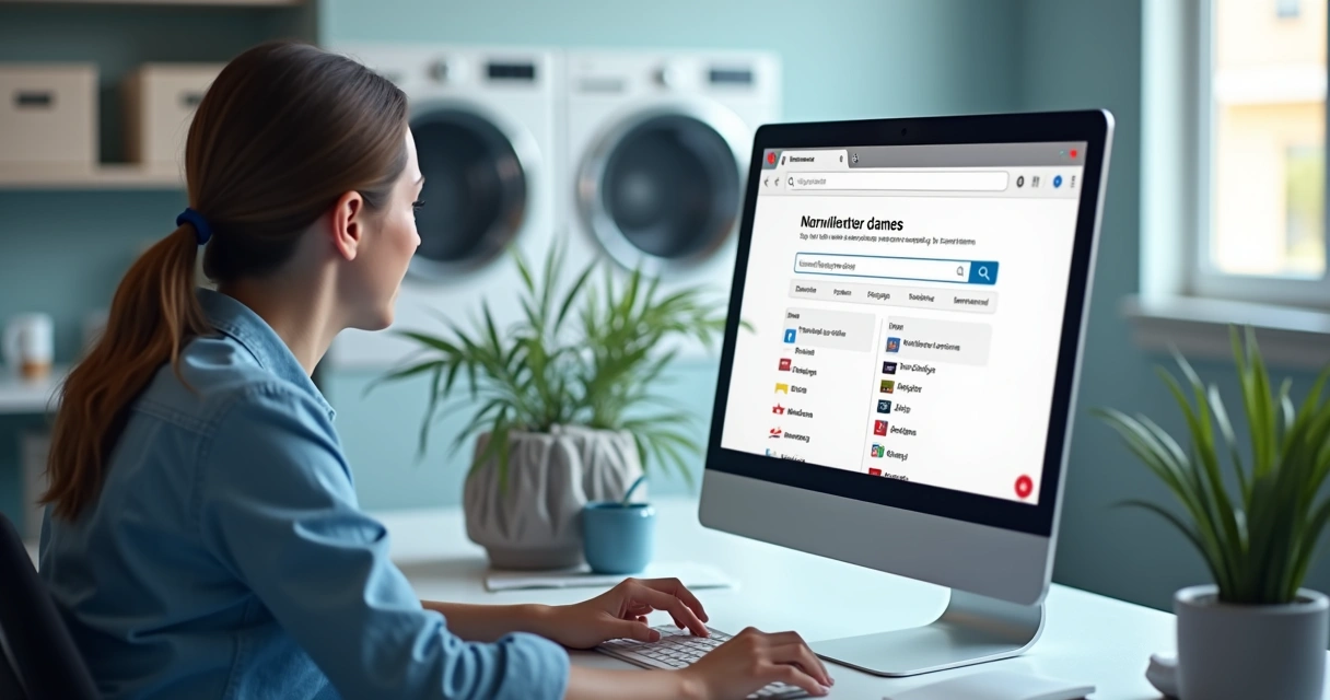 Pesquisa de marcas de lavanderia em computador 