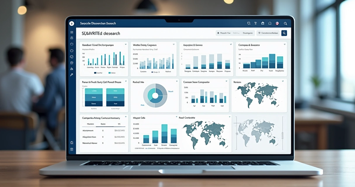 Dashboard com gráficos de pesquisa de empresas por segmento, porte e região 