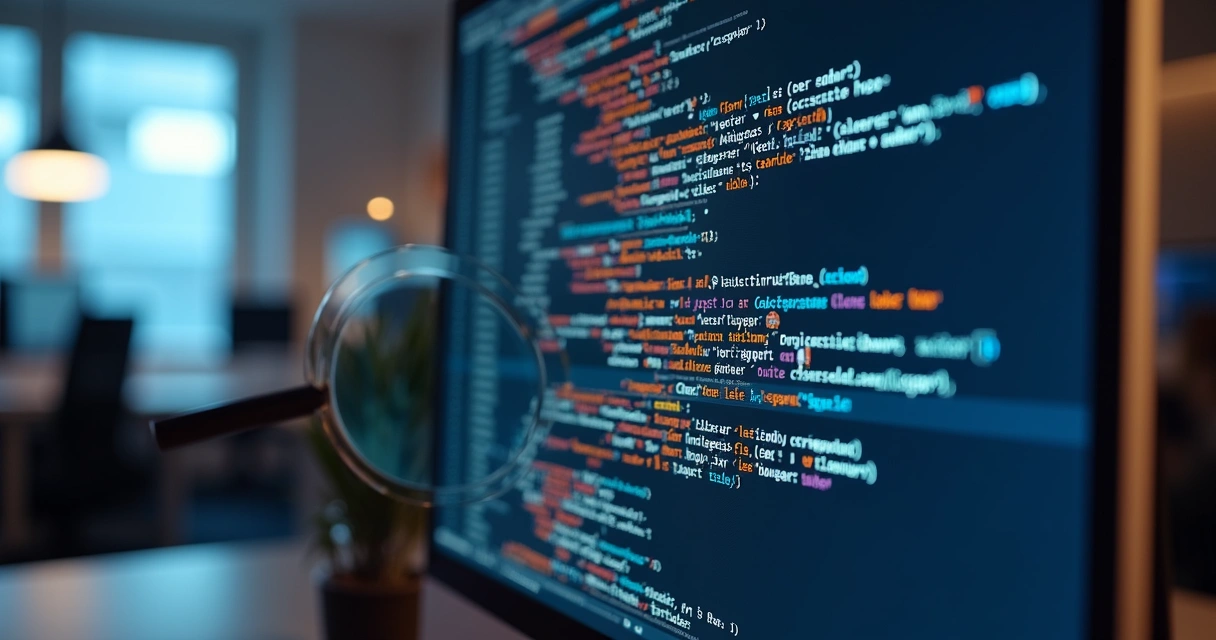 Representação visual do código-fonte sendo inspecionado, com destaques em endpoints e APIs sensíveis 