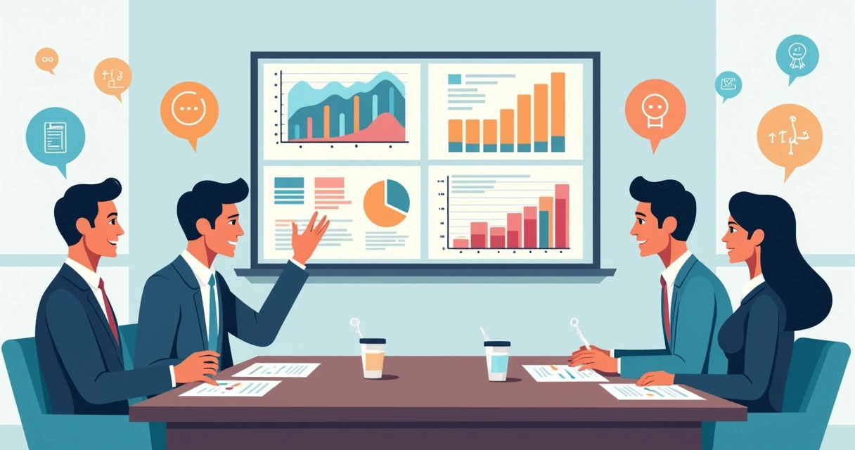 Tabela com conselheiros analisando dados de pesquisa e opiniões dos profissionais 