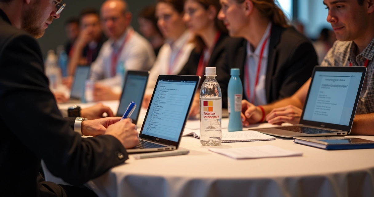 Time preenchendo pesquisa de feedback após convenção 