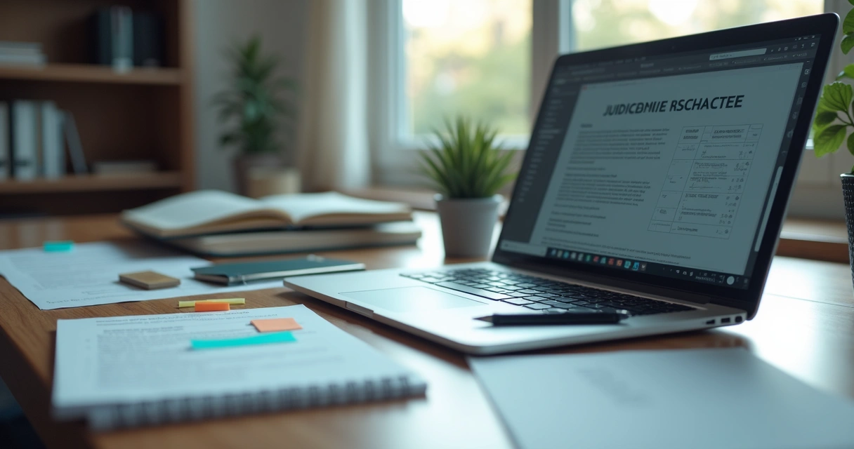 Pesquisa de jurisprudência do STJ em notebook durante a preparação de recurso especial