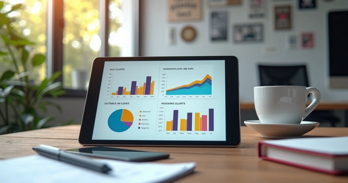 Gráfico colorido mostrando diferentes faixas salariais de closer digital em um tablet 