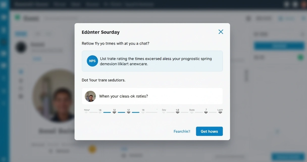 Tela de um app SaaS exibindo uma micro-pesquisa NPS dentro de um chat in-app 