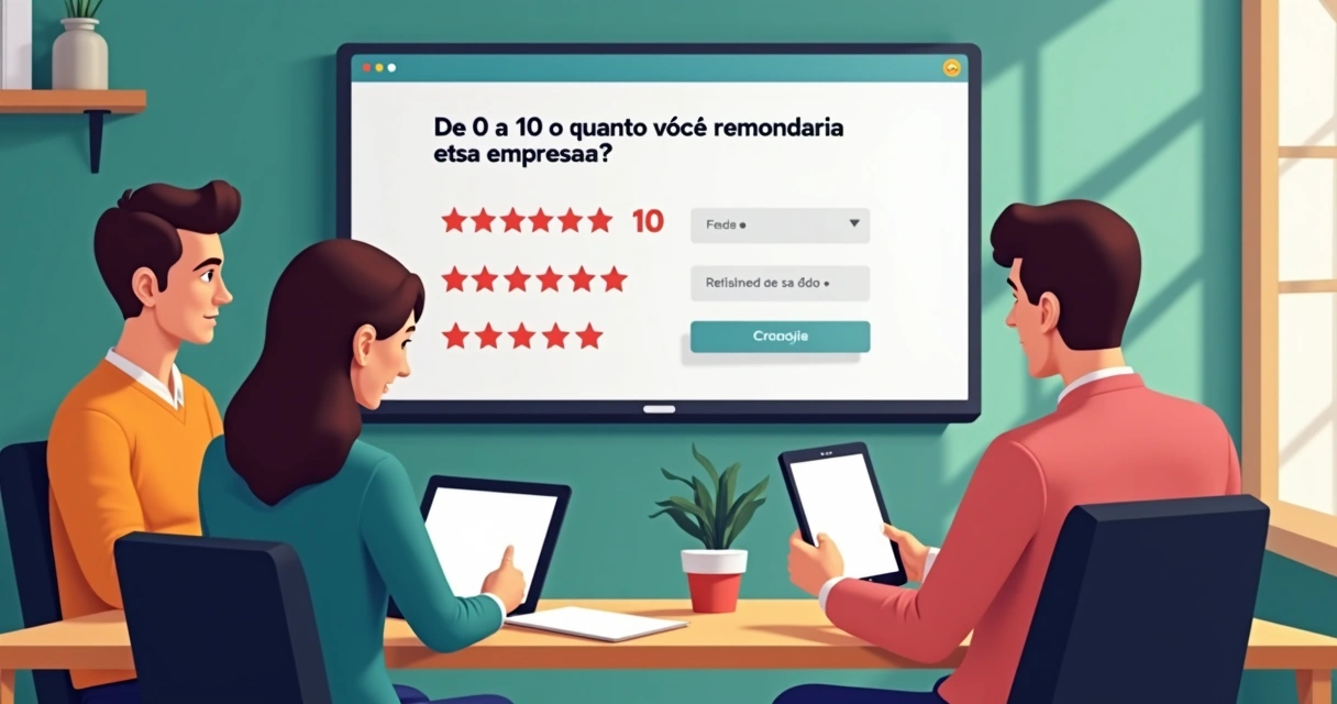 Clientes respondendo pesquisa NPS em diferentes dispositivos