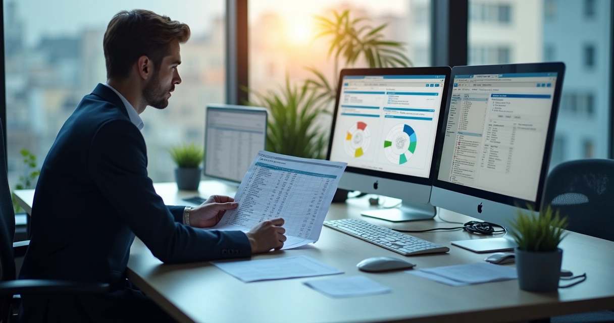 Como pesquisar número de telefone e validar contatos B2B 2 Pessoa analisando lista de números de telefone em ambiente empresarial