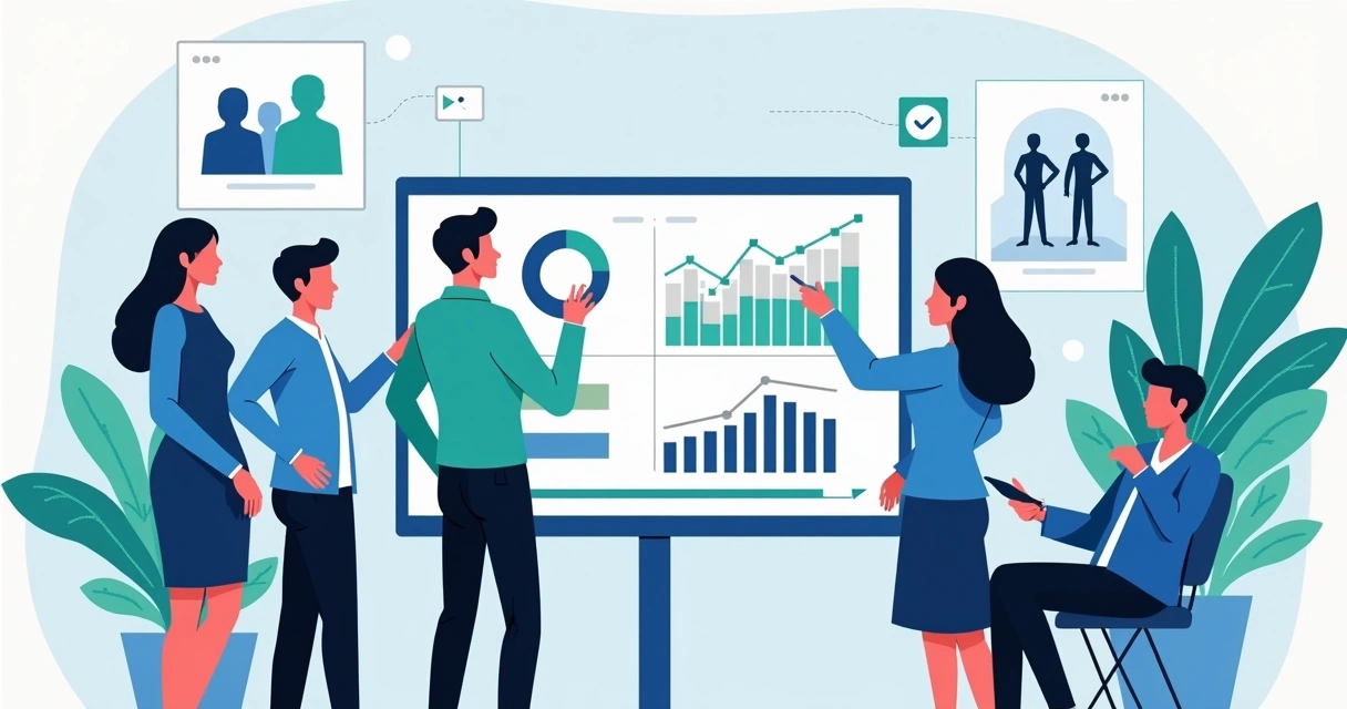 Equipe analisando pesquisa de opinião política 
