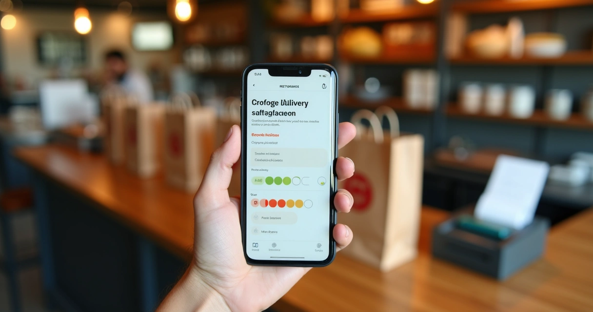 Celular com pesquisa de satisfação após entrega 