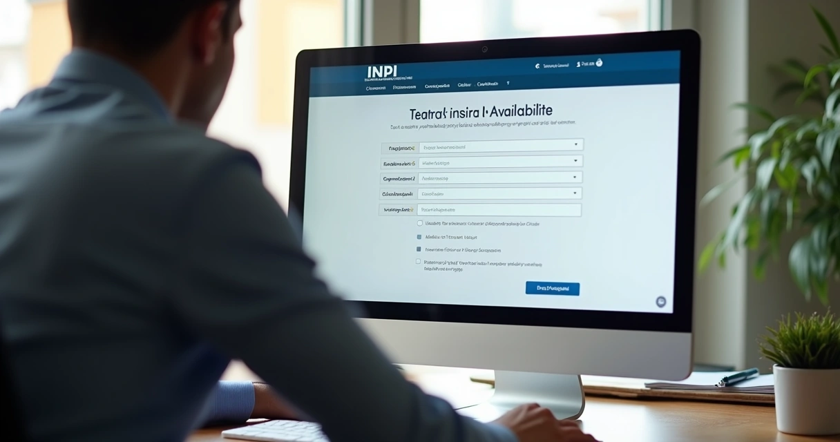 Tela de computador mostrando página de busca de marca no site do INPI 