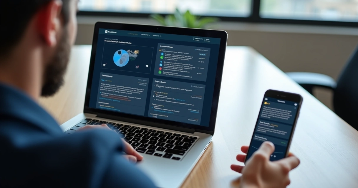 Profissional de vendas fazendo pesquisa no laptop 