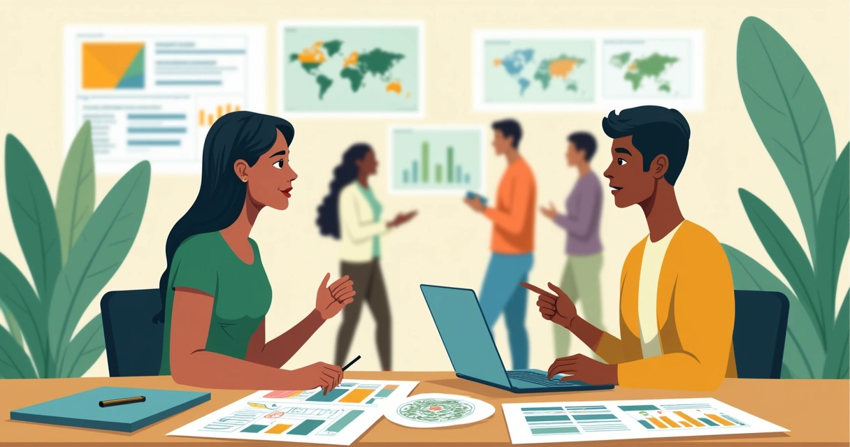 Grupo de pesquisadores realizando pesquisa quanti-qualitativa com entrevistas e questionários.