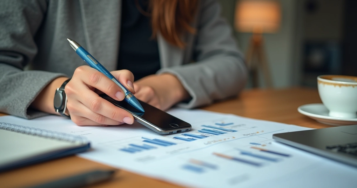 Pessoa pesquisando médias salariais em site no celular 