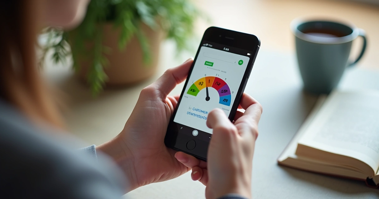 Cliente respondendo pesquisa de satisfação no celular