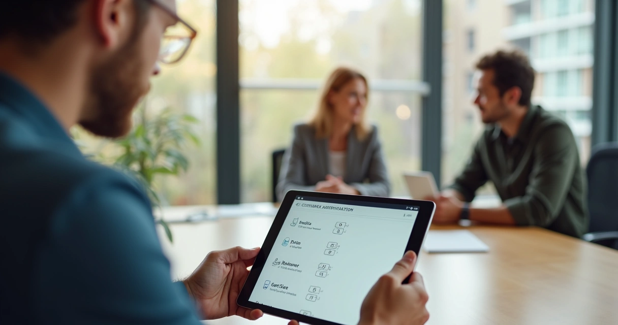 Pessoa respondendo pesquisa de satisfação em tablet