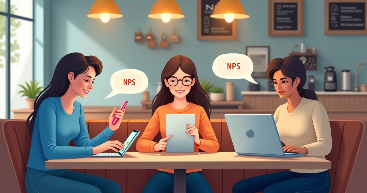 Clientes respondendo pesquisa de satisfação em dispositivos distintos