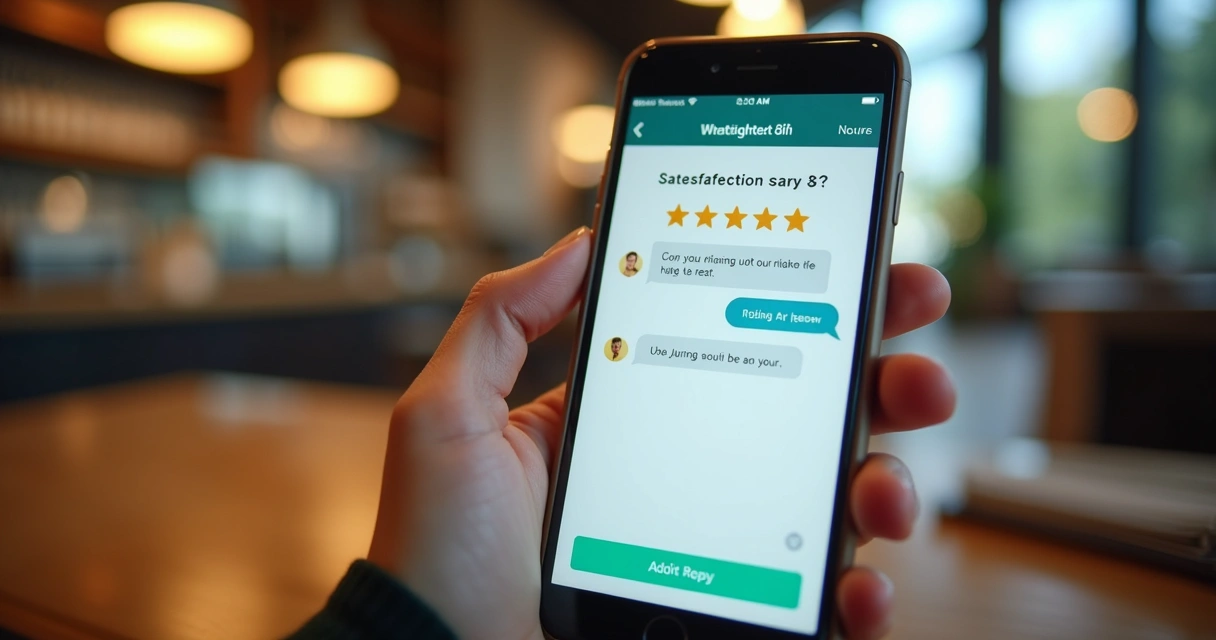 Tela de pesquisa de satisfação enviada por mensagem digital. 