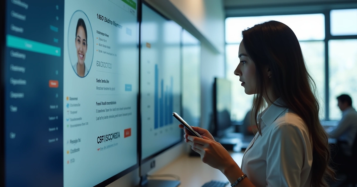 Mulher segurando smartphone com tela exibindo cadastro completo 