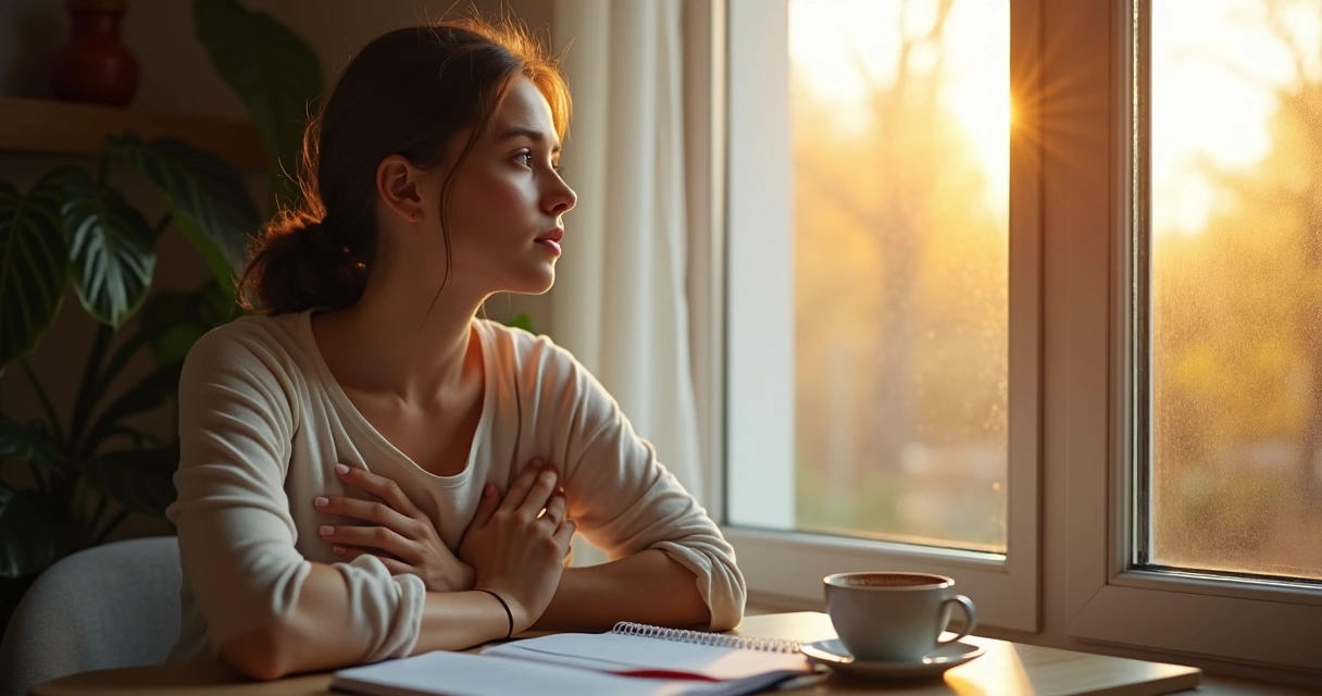 Pessoa reconhecendo emoções olhando para dentro 