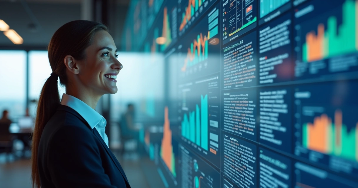 Profissional jurídico acompanhando dados pós-venda em tela digital