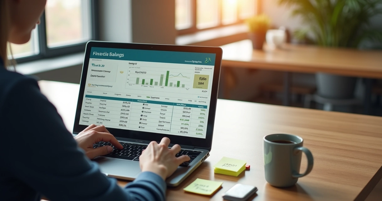 Pessoa analisando planilha de finanças com saldo FGTS e objetivos