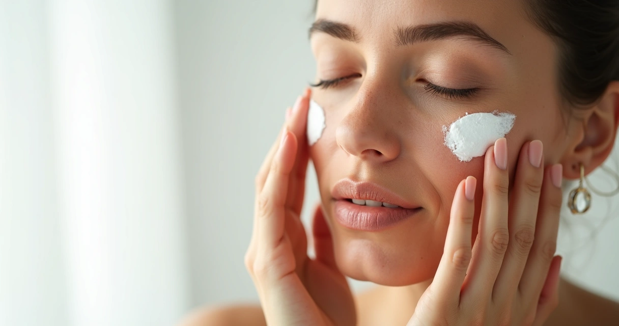 Pessoa aplicando protetor solar no rosto