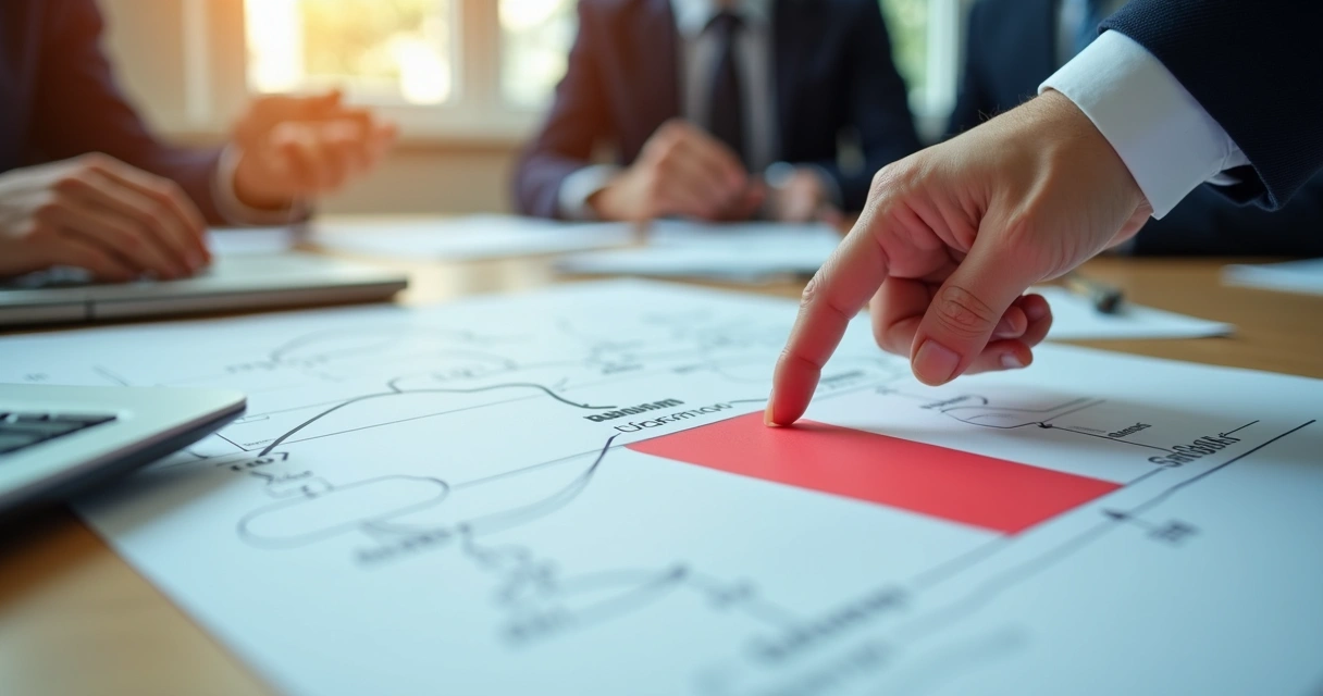 Pessoa apontando para gargalo em fluxo de processo 