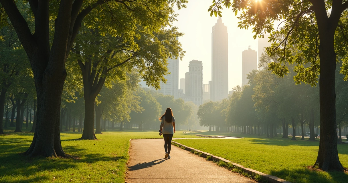 Pessoa caminhando em parque urbano durante o dia 