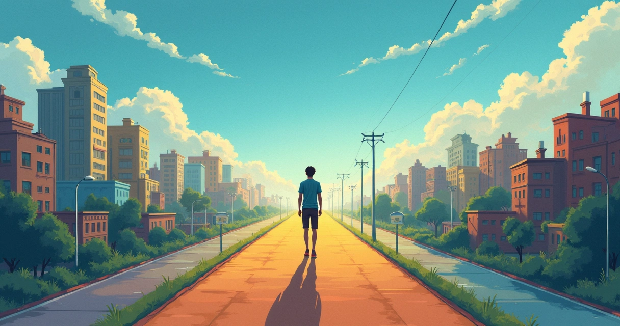 Pessoa diante de caminhos diferentes representando escolhas e medo