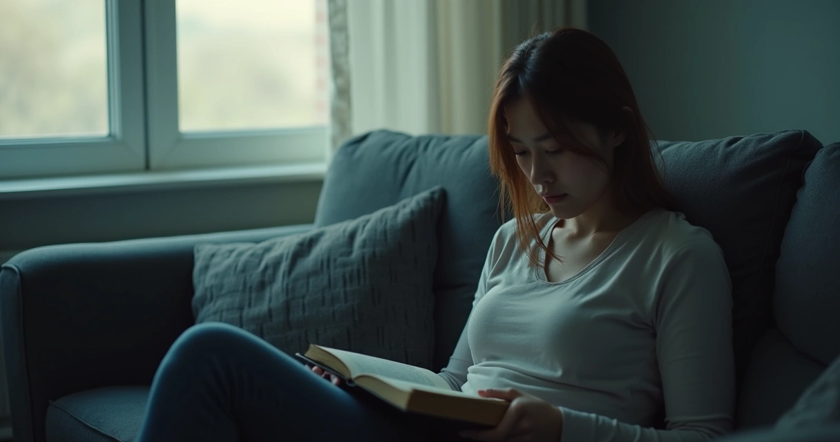 Pessoa sentada no sofá com expressão de cansaço 