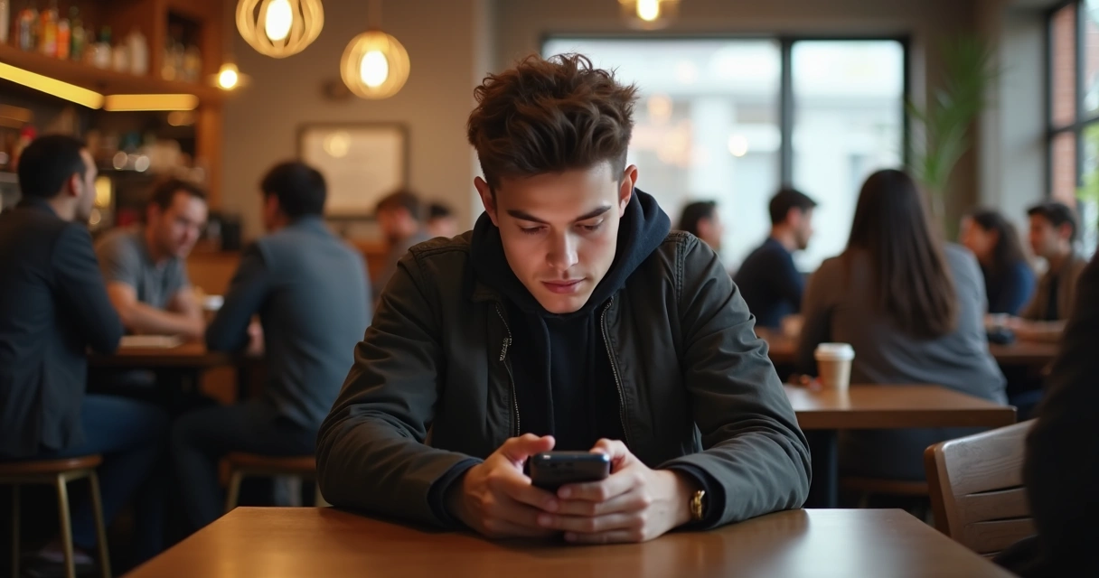 Pessoa olhando para celular sem prestar atenção ao redor