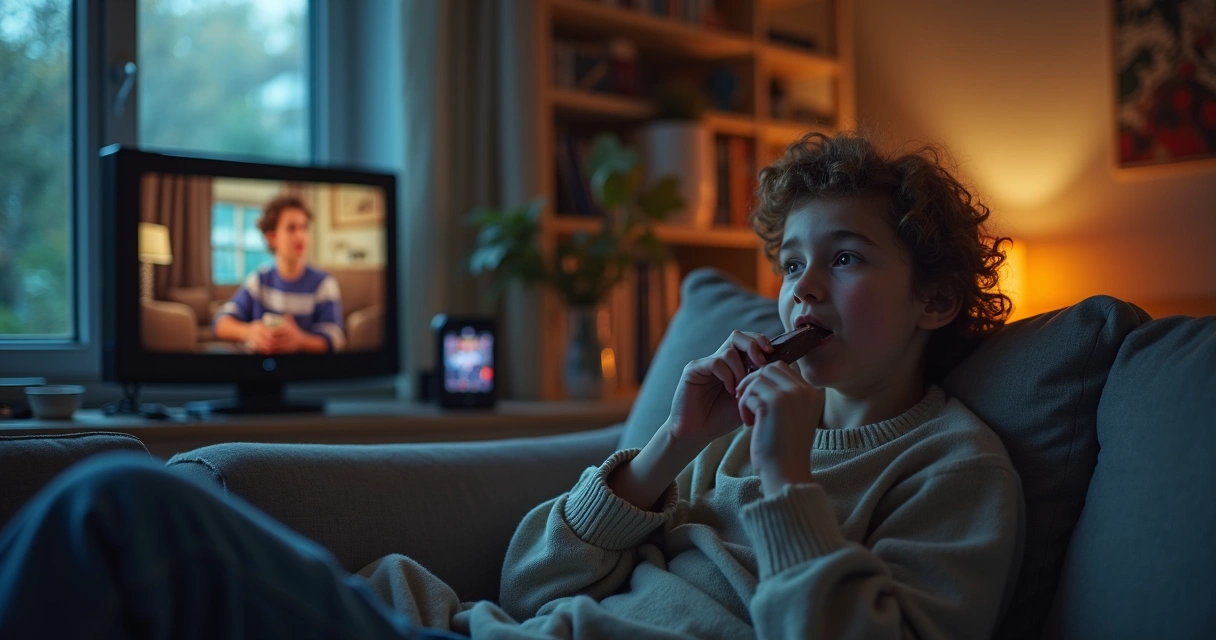 Pessoa jovem comendo chocolate 