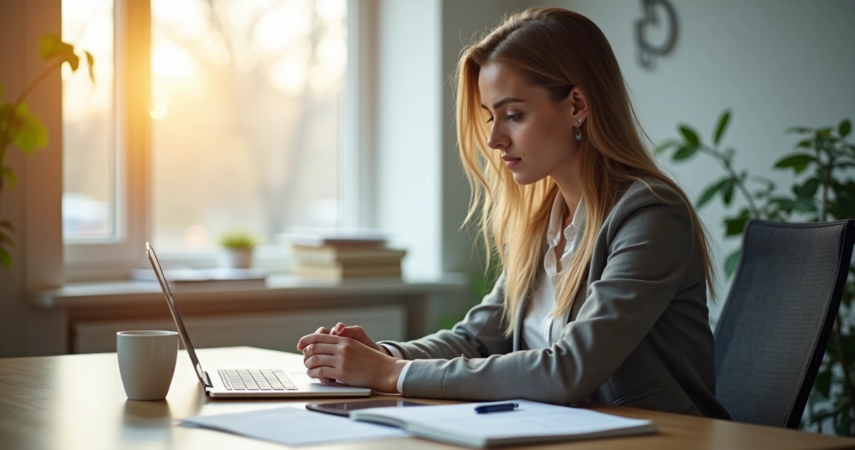 Pessoa concentrada em tarefa única no trabalho 