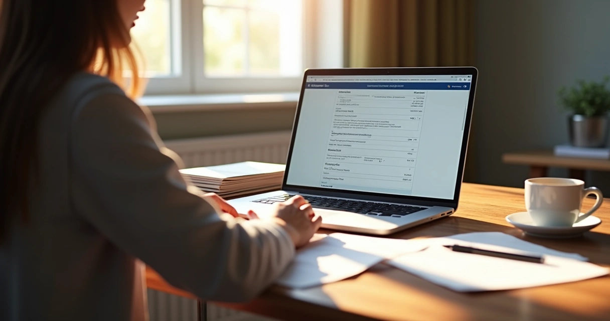 Pessoa acessando portal de IPTU em um notebook