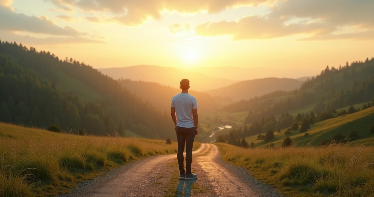 Pessoa em encruzilhada refletindo antes de tomar decisão difícil 