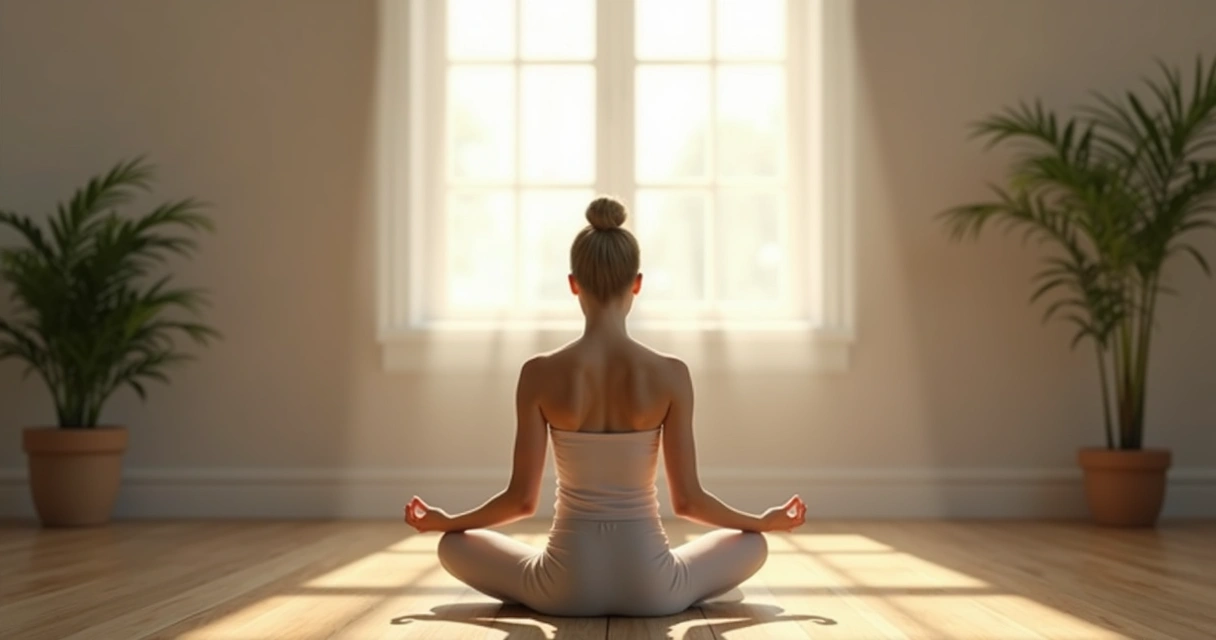 Pessoa sentada em ambiente calmo praticando meditação